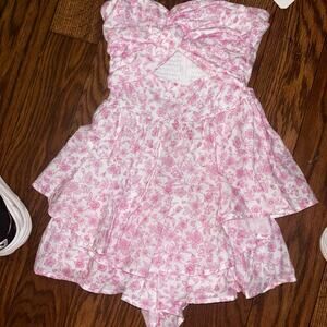 Altar'd State pink floral strapless romper size XS new with tags